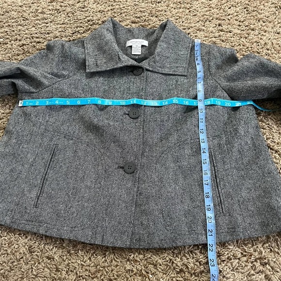 😍 Emanuel Ungaro Blazer Women's Size 14 Gray Wool Blend Cropped - Picture 4 of 4